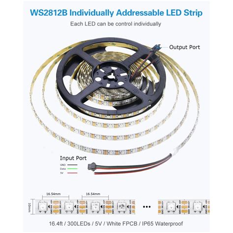 16 4ft WS2812B Addressable Digital RGB LED Strip Pixels Lights 5m 300