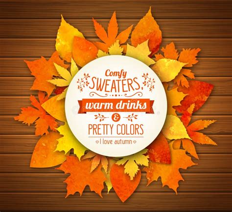 Autumn Season Banner Greeting Card With Text And Hand Drawn Watercolor