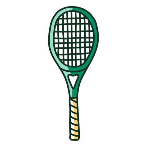 Green Tennis Racquet Doodle PNG SVG Design For T Shirts