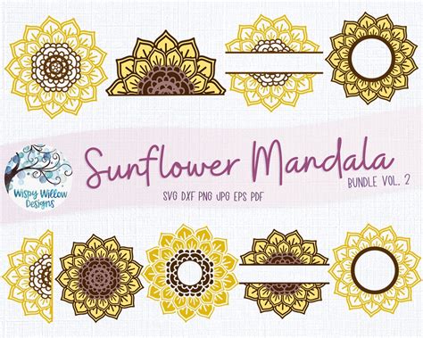 Sunflower Mandala Svg Bundle Sunflower Svg Fall Svg Sunflower