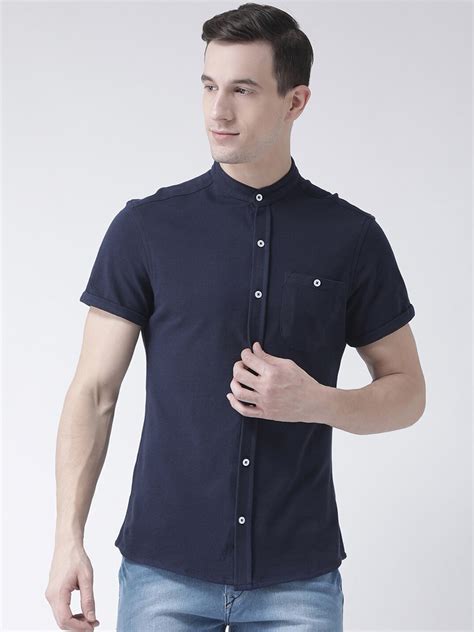 Buy Club York Men Navy Blue Solid Standard Casual Shirt Shirts For