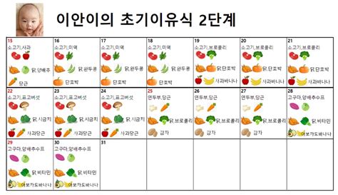 초기 이유식 2단계 식단표 Blog Kinsdayz