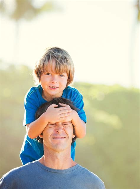 Happy Father And Son Playing On Tropical Beach Carefree Happy F Stock