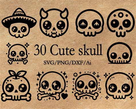 Skull Svg Bundle Skull Clipart Cute Skull Svg Scary Skull Svg