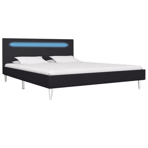 Omabeta Lits Accessoires Cadre De Lit Avec LED Noir Tissu 140 X 200