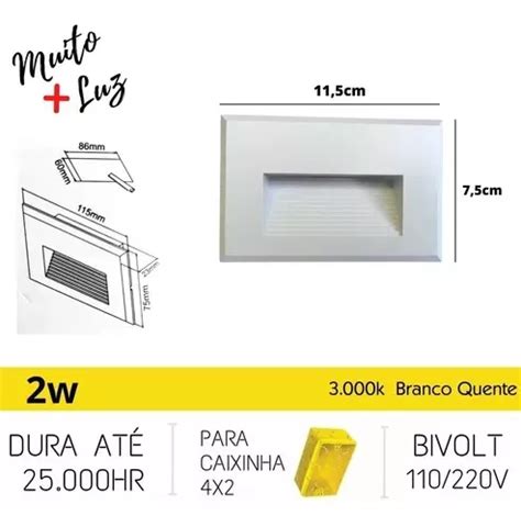 Balizador Embutir Led Caixa 4x2 Horizontal Ip65 Externo 10pç Frete grátis