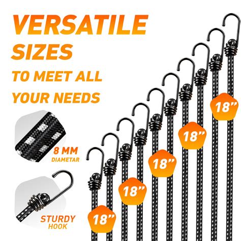 Vbest 30pcs Bungee Cords Assorted Sizes With Platic Coated Steel Hooks