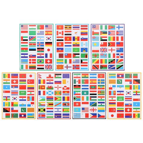 7 Sheets of Country Stickers Football Flag Stickers PVC Sticker for ...