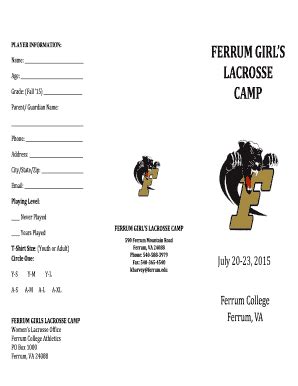 Fillable Online Camp Ferrum College Fax Email Print Pdffiller