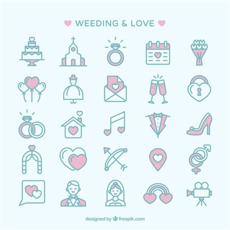 Iconos De Boda Y Amor Vector Gratis