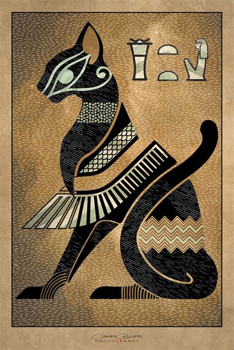 An Egyptian Cat Is Depicted In This Art Print