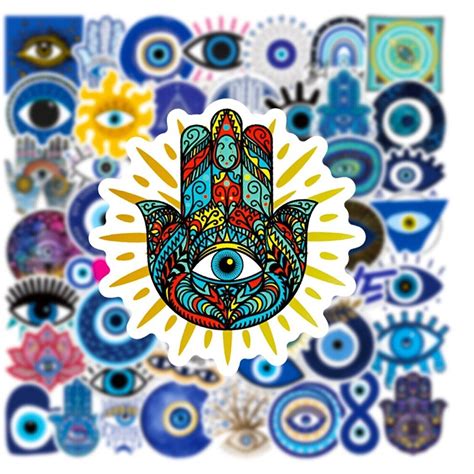 Pcs Hamsa Symbol Evil Eye Sticker Pack Waterproof Graffiti Phone