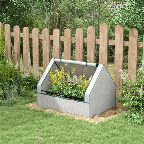 HomeViewto Lit de jardin surélevé avec mini serre Outsunny pour herbes