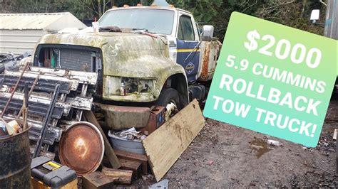 2k 59 Cummins Diesel Ford F800 Rollback Tow Truck Project Purchased