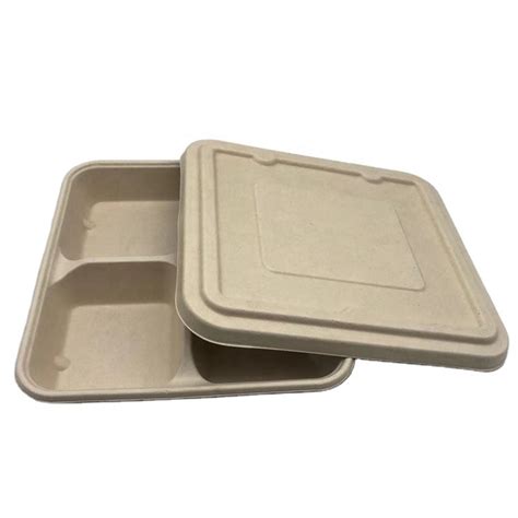 Customizable Disposable 3 Compartment Biodegradable Sugarcane Bagasse