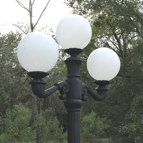 Three Ball Pole Light Street Fixture Antique Style Outdoor Vintage