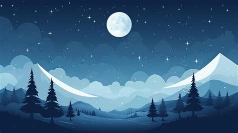 Premium Ai Image Vector Illustration Of Night Landscape With