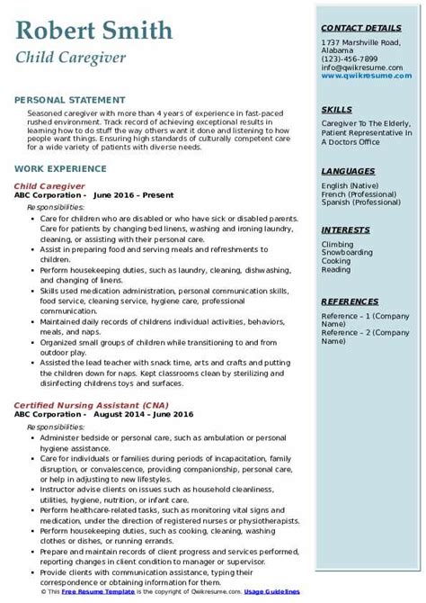 10 Caregiver Resume Samples And Templates For 2025