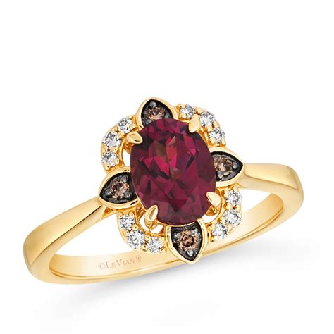 Le Vian Creme Brulee Oval Raspberry Rhodolite Garnet 1 6 Ct Tw Nude Chocolate Diamond