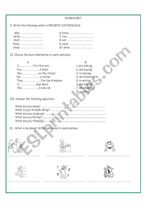 Present Continuos Esl Worksheet By Orrego