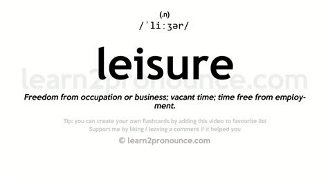 Pronunciation Of Leisure Definition Of Leisure Youtube