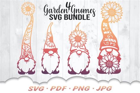 Sunflower Gnome Svg Bundle Floral Gnome Svg