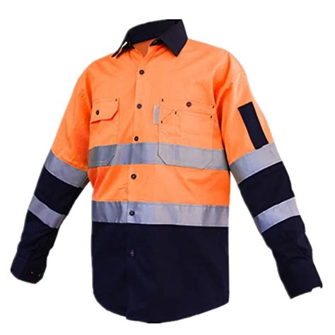 100 Cotton Drill 190gsm Safety Shirt Two Tone 3m Reflective High