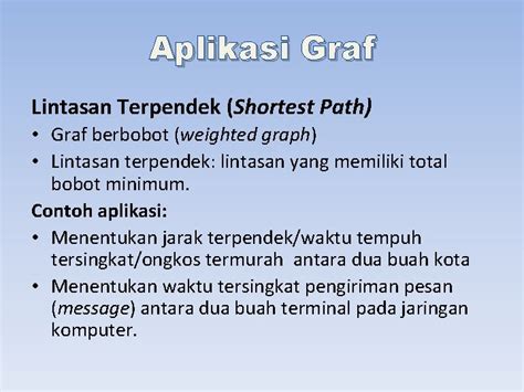 APLIKASI GRAF Aplikasi Graf Lintasan Terpendek Shortest Path