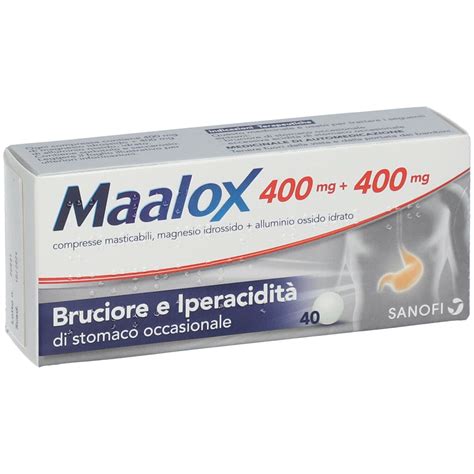 Maalox 400 400 MG contro acidità di stomaco occasionale 40 cpr 40 pz