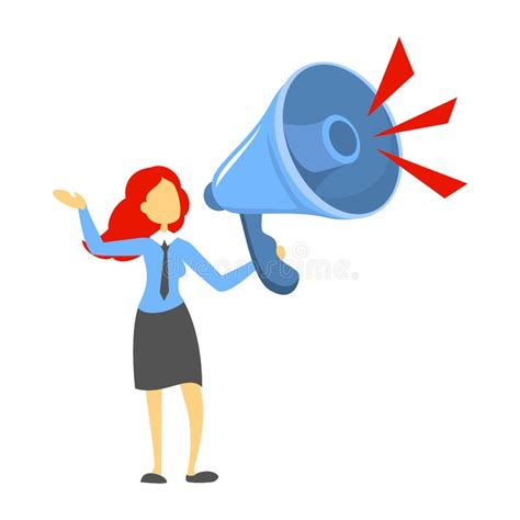 Business Cartoon Character With Megaphone Make An Announcement Stock