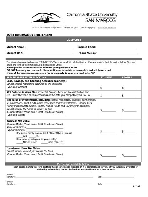 Fillable Online Csusm Asset Information Independent Fax Email Print