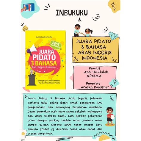 Jual BUKU PINTAR JUARA PIDATO 3 BAHASA ARAB INGGRIS INDONESIA