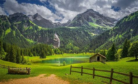 Swiss Lake and Cottage