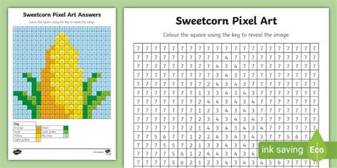 Free Sweetcorn Pixel Art Template Lehrer Gemacht