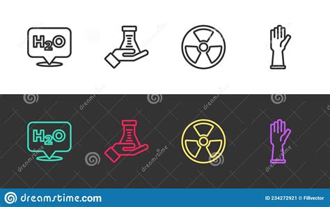 Set Line Chemical Formula For H2o Test Tube And Flask Radioactive And