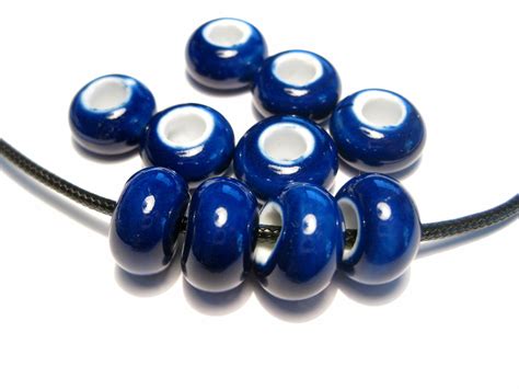 10pcs Of Blue Ceramic Beads Large Hole Beads 14mm Ceramic Etsy