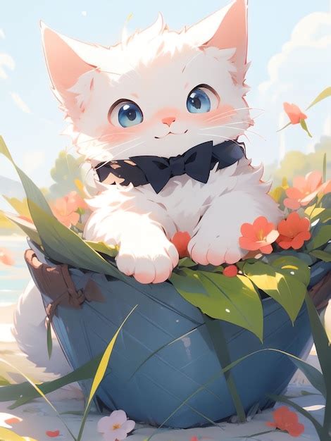 Cute Cat Anime Art Styles Premium Ai Generated Image