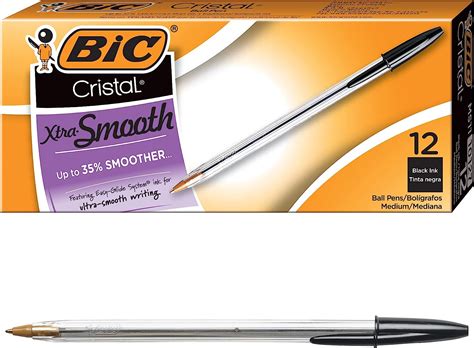 Bic Cristal Xtra Smooth Ballpoint Pen Medium Point Black 12 Count