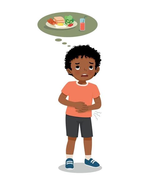 Cute Little African Boy Feel Hungry Touching Her Stomach Want To Eat