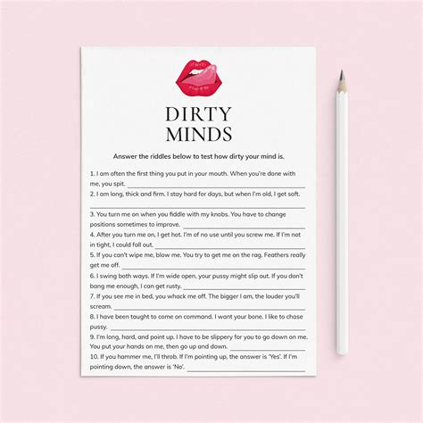 Dirty Mind Game Questions And Answers Printable Dirty Mind Mind Game