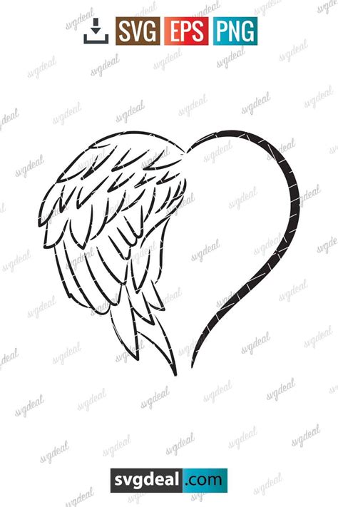 Free Half Heart Half Angel Wing Svg