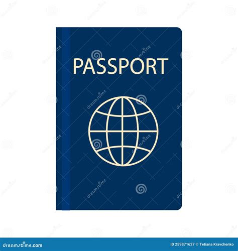 Golden Blue Passport Document Symbol Tourism Concept Vector Illustration Stock Image Stock