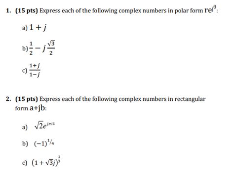 Solved Pts Express Each Of The Following Complex Chegg