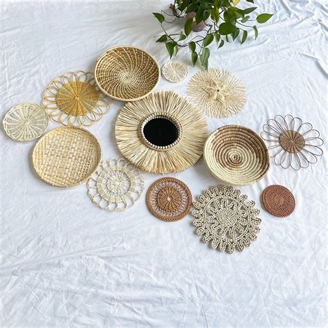 Seagrass Wicker Wall Hanging Basket Set Boho Art Home Decor China