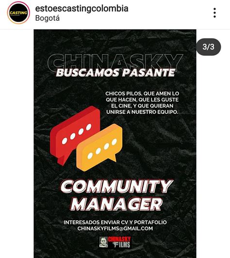 BOGOTÁ Se busca GUIONISTA COMMUNITY MANAGER y DISEÑADOR GRÁFICO para