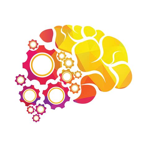 Technical Human Gears Brain Vector Design Digital Human Brain Shape