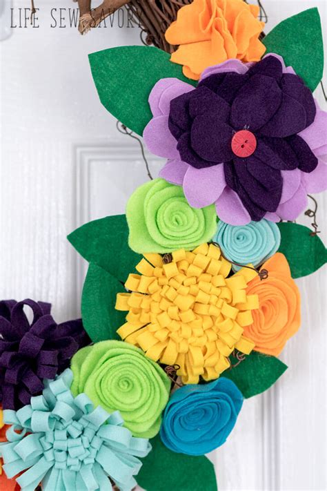 Felt Flower Wreath Tutorial Life Sew Savory