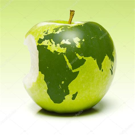 Green Apple With Earth Map — Stock Photo © Icefront 5704651