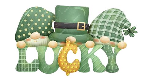 Premium Vector Lucky Word With Gnomes In Saint Patricks Day Theme