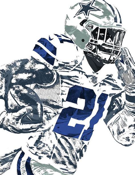 Ezekiel Elliott Dallas Cowboys Pixel Art 6 Art Print By Joe Hamilton